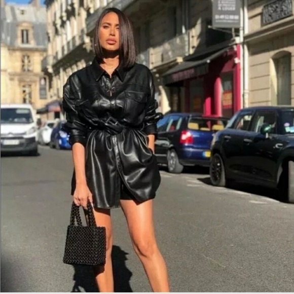 Zara leather shirt with belt - Picture 1 of 6